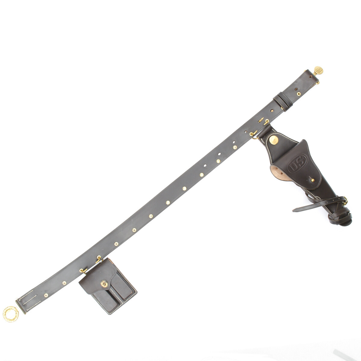 U.S. WWI & WWII M1912 .45 1911 Leather Holster, Belt, Pouch Set- Chocolate Brown