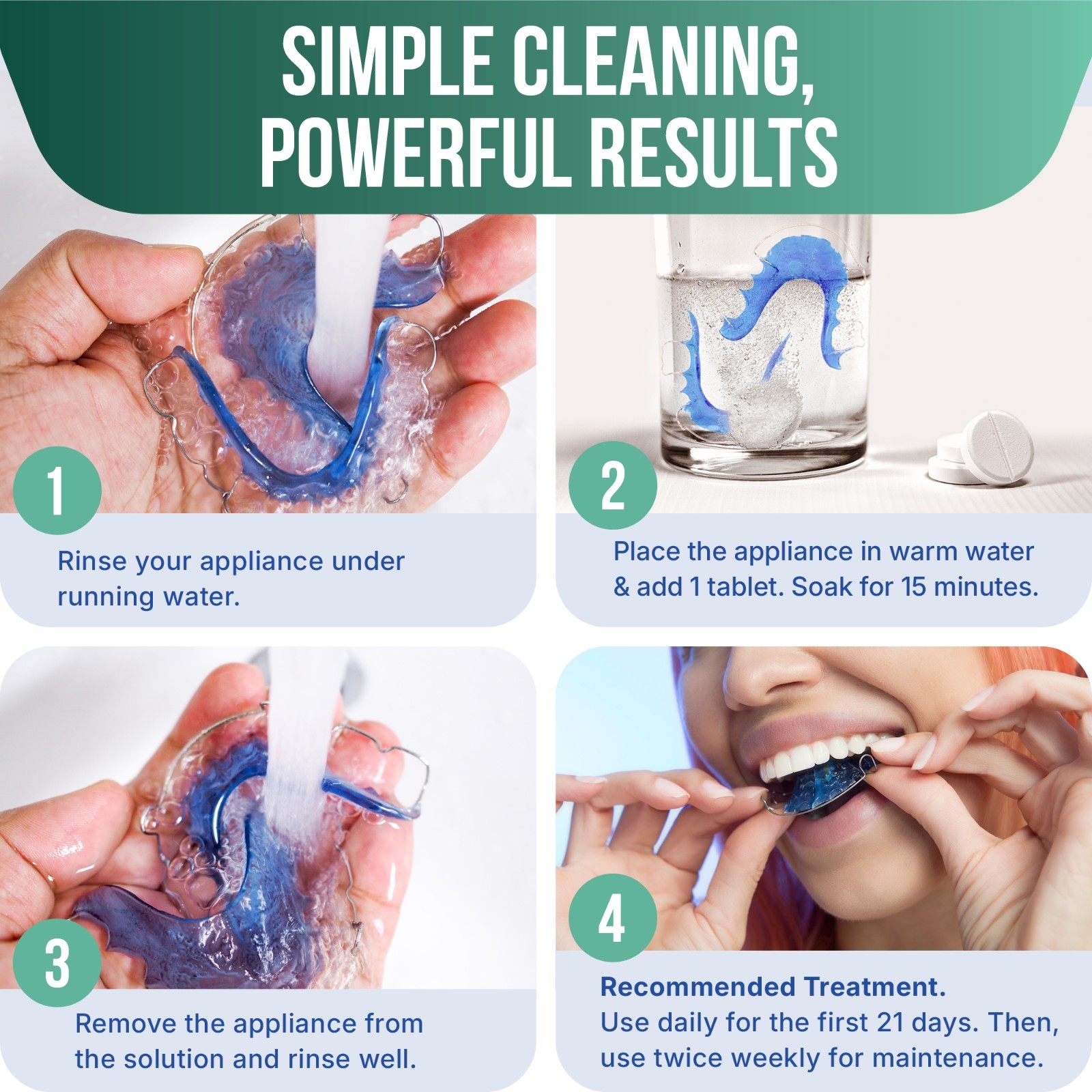 Retainer Cleaning Tablets 130 Count - For Dentures, Invisalign, Night Guards