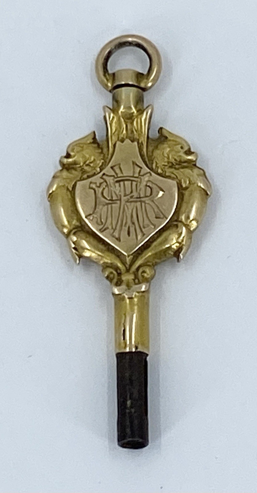 Antique 14k Yellow Gold Watch Key Fob Pendant Griffins 1901 4.2g