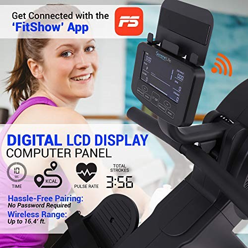 SERENELIFE SMART ROWING MACHINE FITNESS MONITORING APP - BLACK - Scratch & Dent