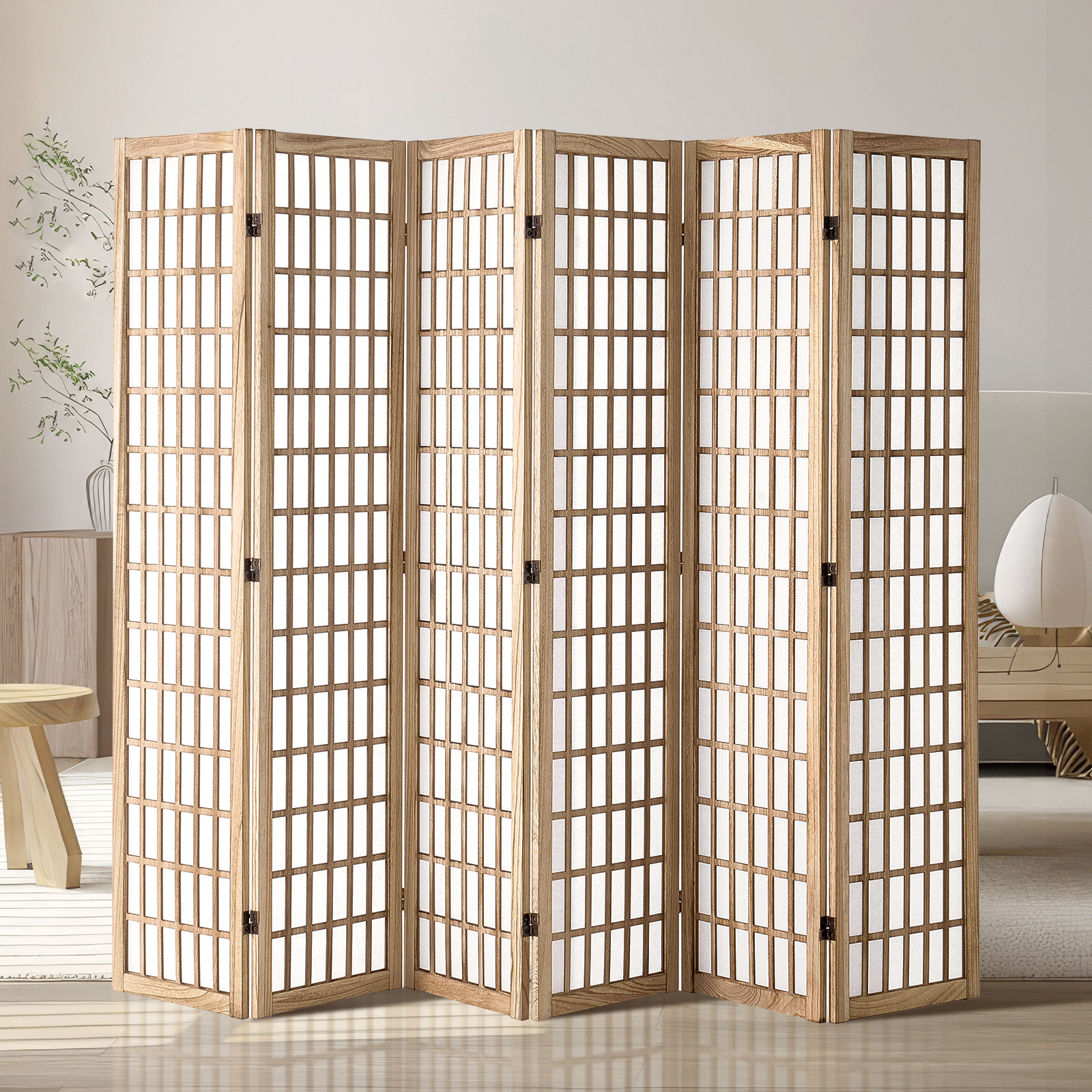 Uimoso Room Divider Japanese Wall Divider 6 Panel Screen for Room Separation