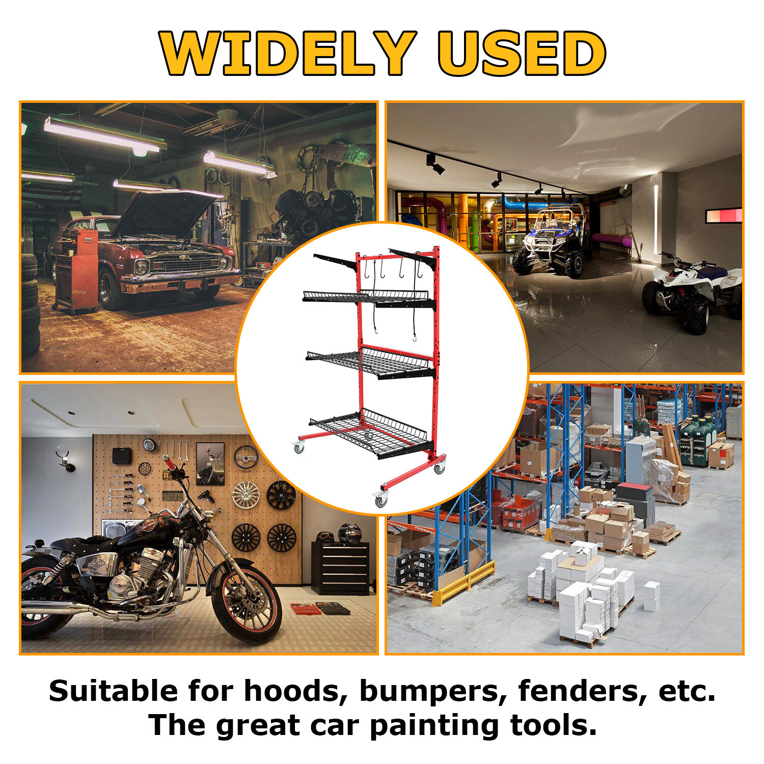 Universal Auto Body Rolling Parts Storage Rack for Repair Shops Garages Cart