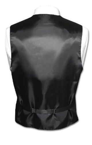 Men's Black Satin Formal Tuxedo Vest, Bow-Tie & Hankie Set (XS - 6XL LONG)