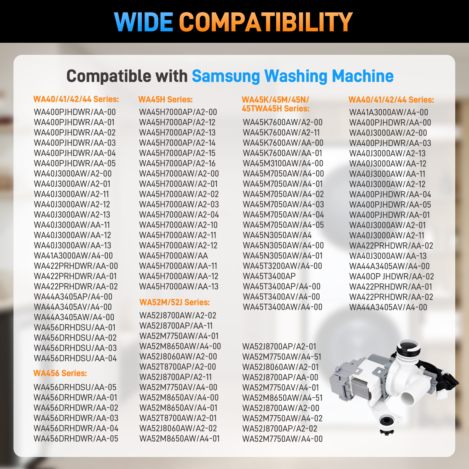 DC97-19289F Washing Machine Drain Pump Assembly for Samsung Washer DC97-19289B
