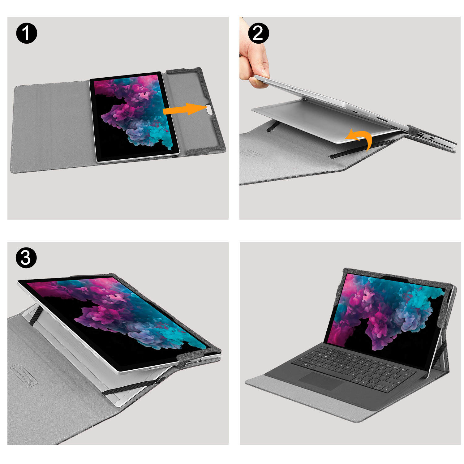 For Microsoft Surface Pro 7 / Pro 6 / Pro 5 / 4 / 3 Case Portfolio Stand Cover