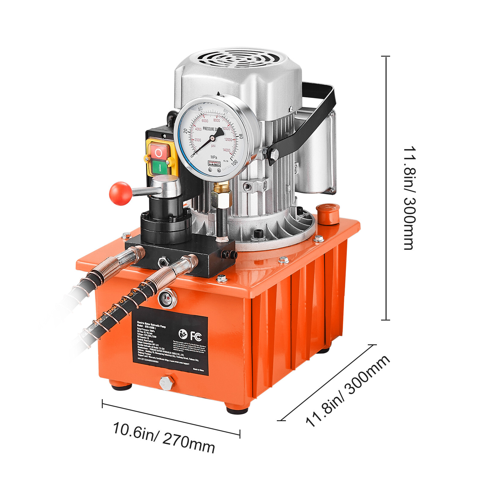 Electric Hydraulic Pump Double Acting Oil Pump 10000 PSI 8L Manual Valve