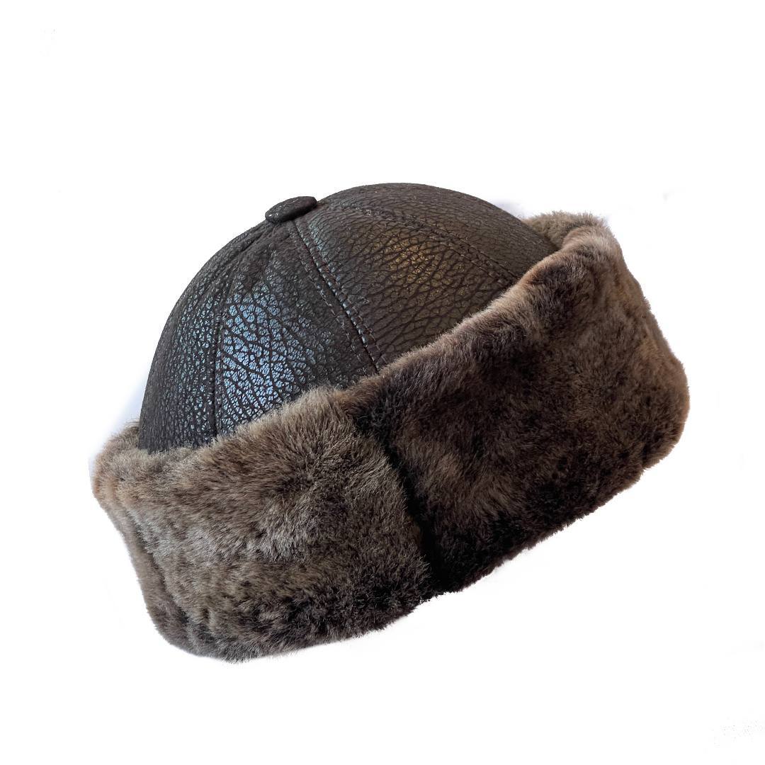 Real Shearling Sheepskin Winter Hat | Fur Beanie Leather Skull Hat