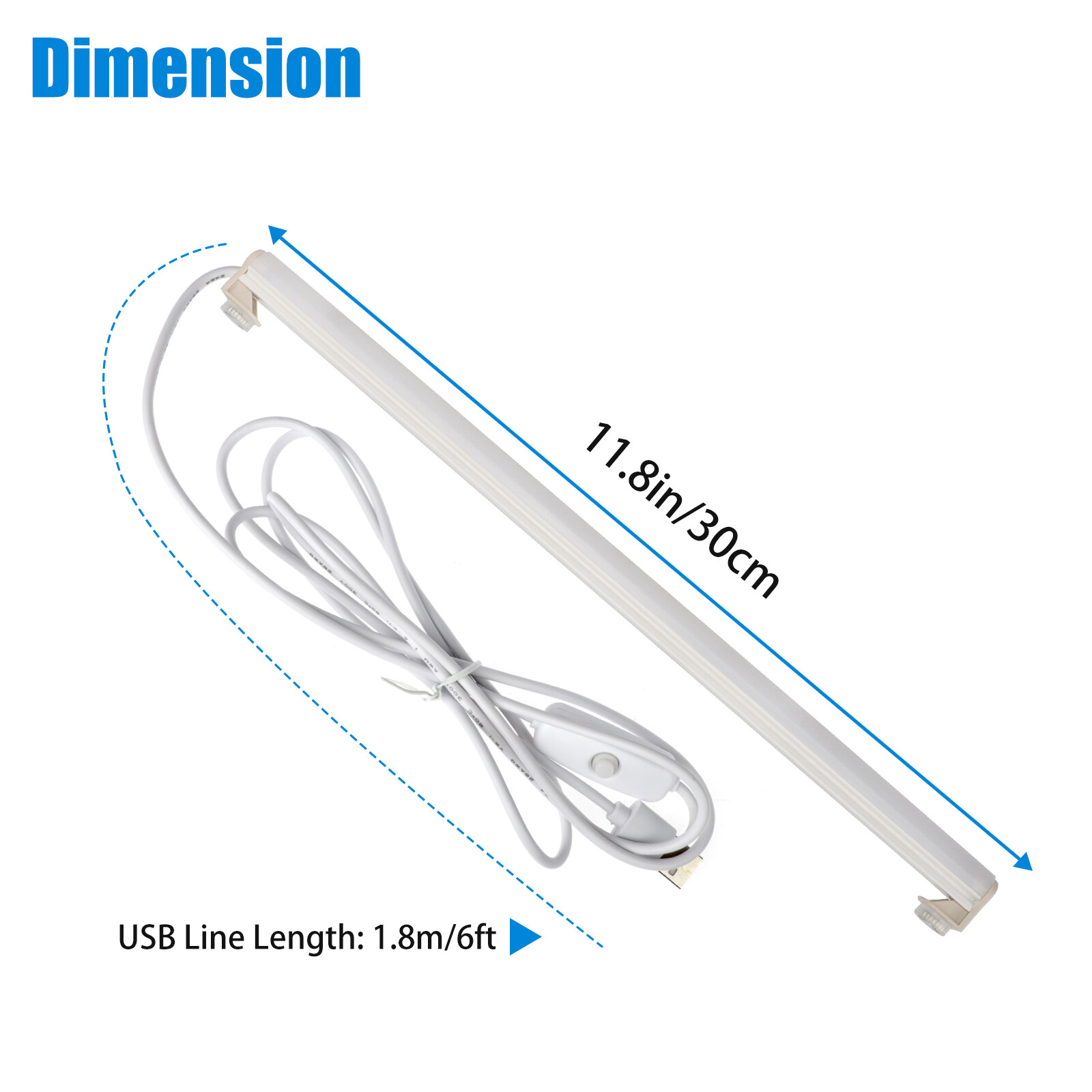 2X LED Kitchen Under Cabinet Closet Shelf Lighting Strip Bar USB Light Lamp Kit