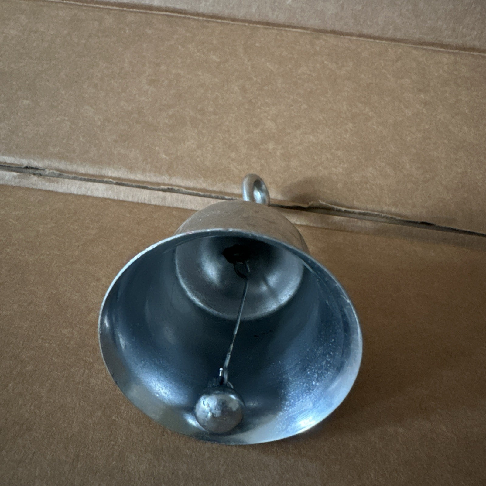 VTG twisted handle silver metal bell dinner supper NICE loud CLEAR ring vgc htf