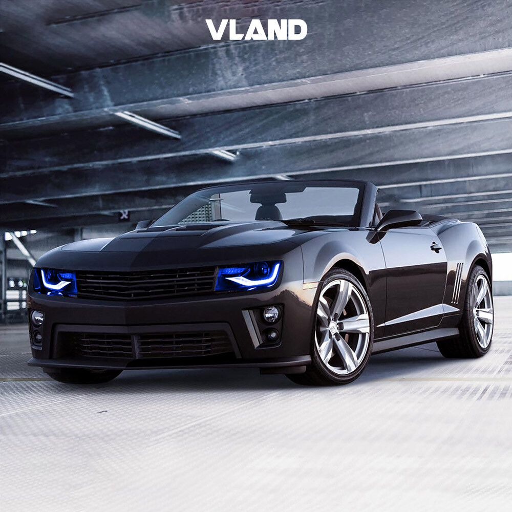 2*Projector Lens LED Headlights For 2014 2015 Chevrolet Camaro LS LT SS RGB DRL