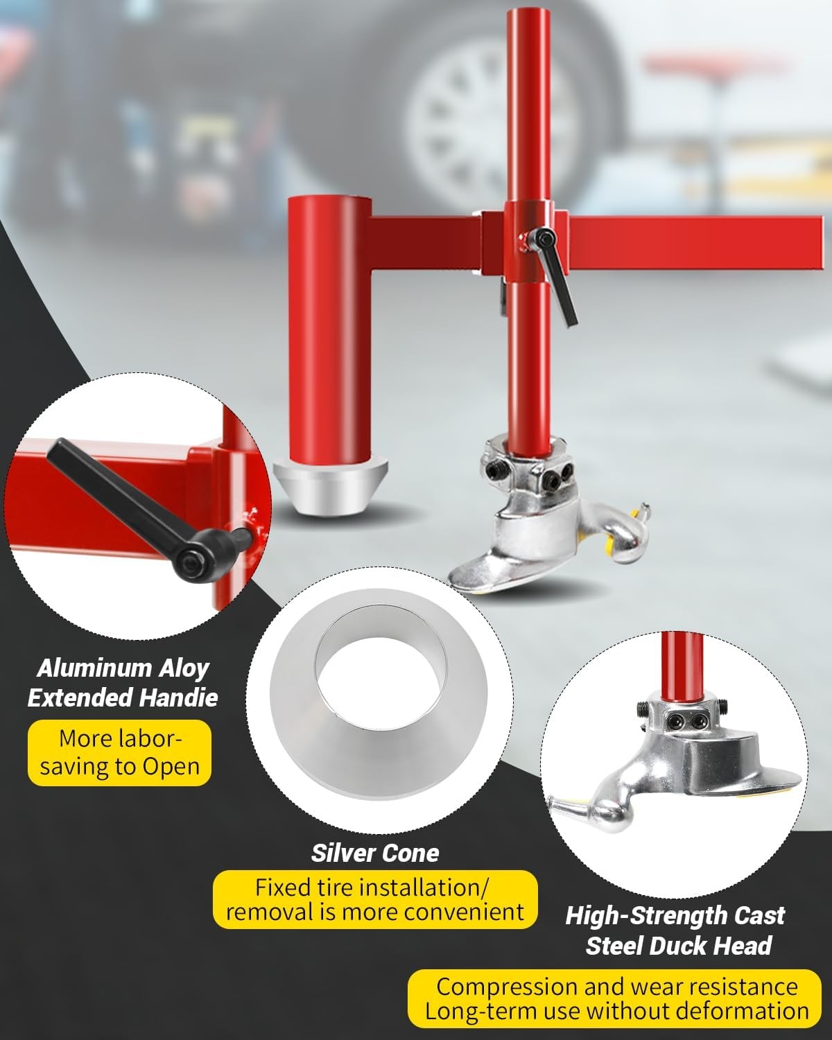 Manual Tire Changer Duck Head Kit with Silver Cone
