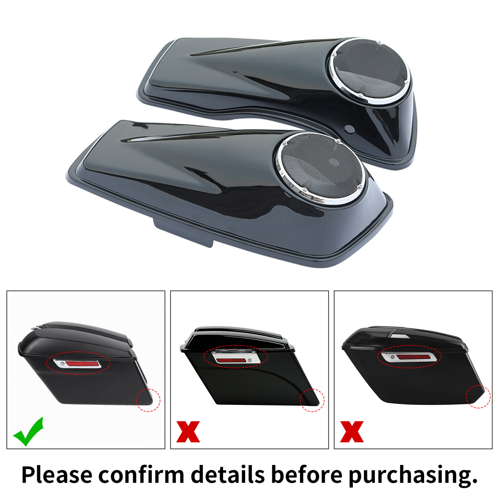 6.5" Saddlebag Speaker Lids Fit For Harley Touring Street Glide Road King 14-24