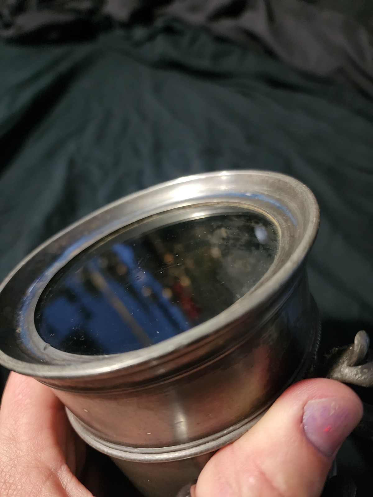 Pewter Mug with Glass Bottom 0.5 Liter Used Beer Stein