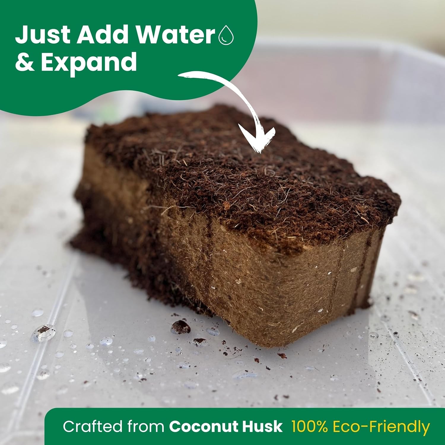 Coco Coir Brick 10 Lbs – Expands to 80 Quarts – Organic Potting Soil