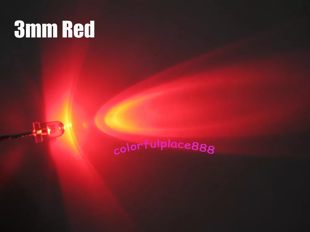 3mm Red Yellow Blue Green White Orange Purple Pink Warm Round Water Clear LED