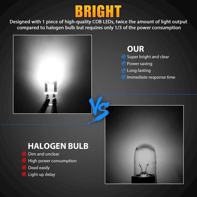 20x LED License Plate Interior Light Bulb Super White T10 194 168 W5W 2825 6000K