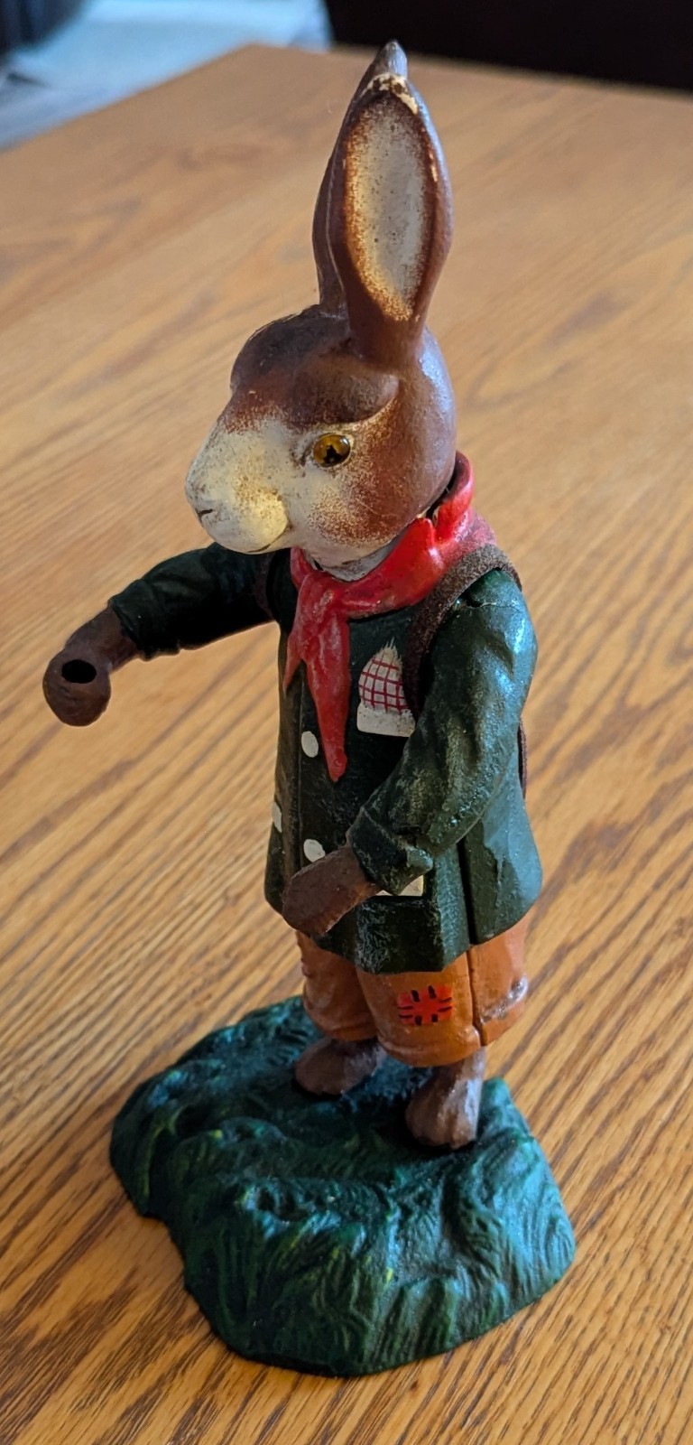 Vintage Cast Iron Door Stop Garden Figurine Rabbit Painted Bunny Easter 9"