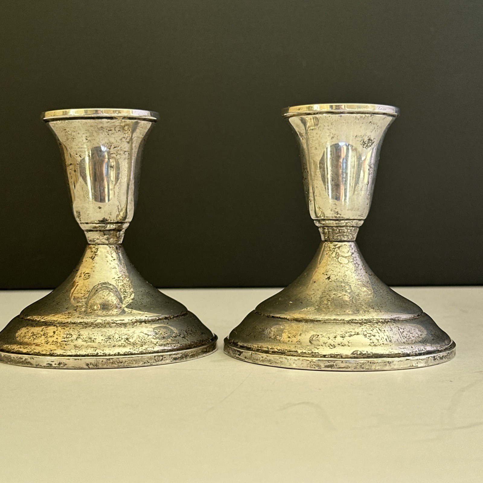 Pair Towel weighted Sterling Silver Candlesticks Candleholders Classic