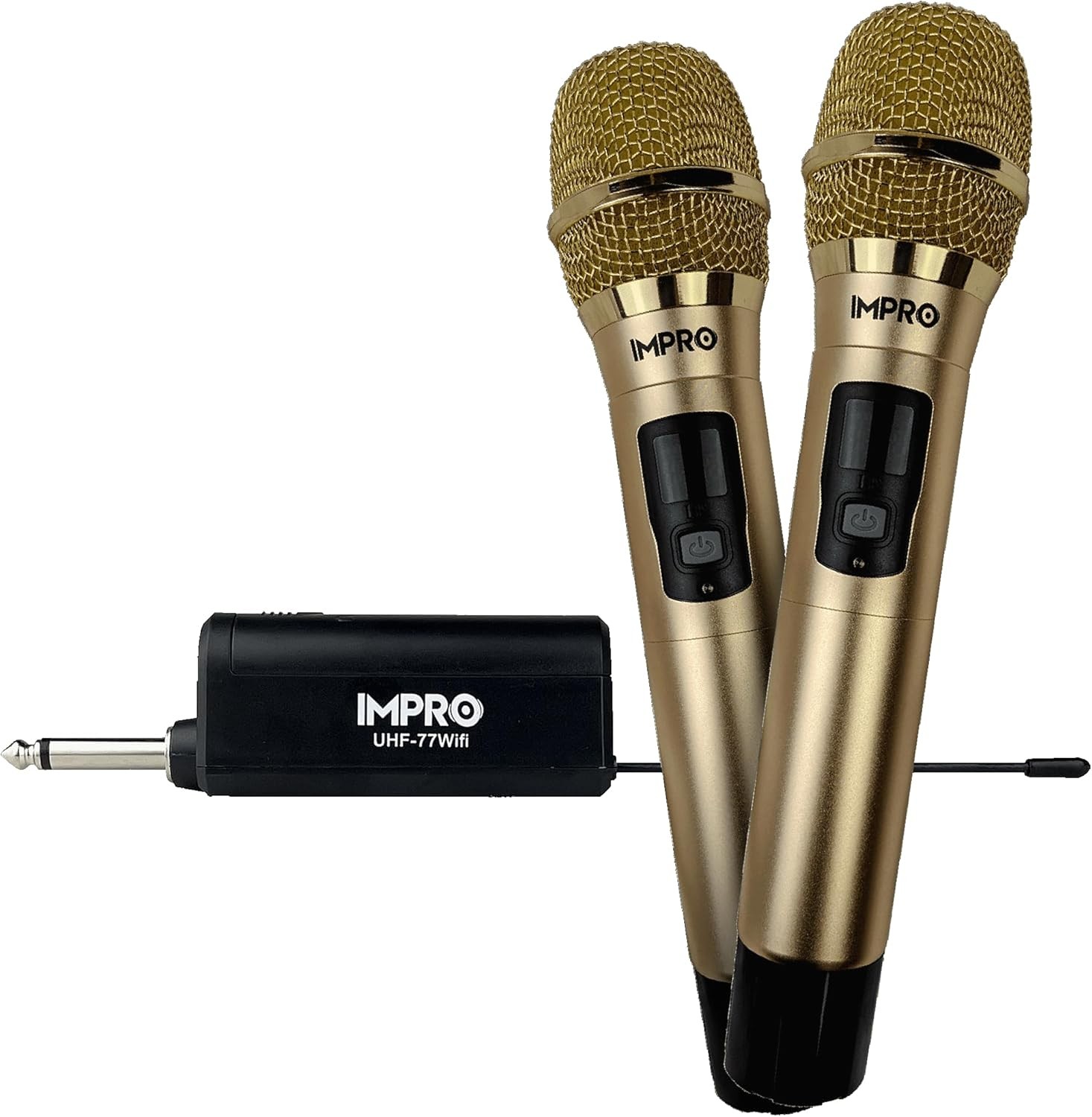 Dual Wireless Karaoke Microphone System Professional UHF ImPro (Gold)