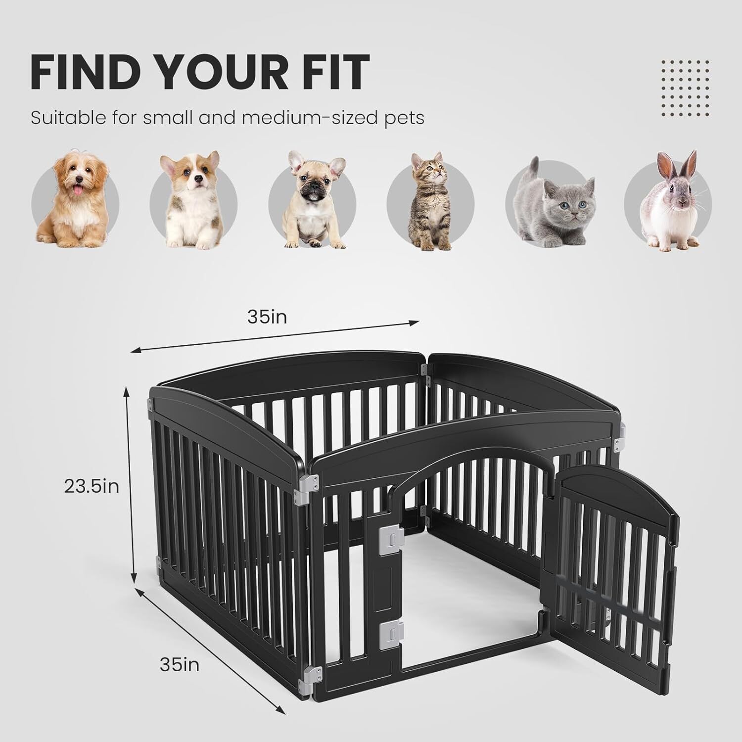 Dog Playpen Plastic Pet Playpen 4/6 Panel 24in Lockable Sliding Door Suction Cup