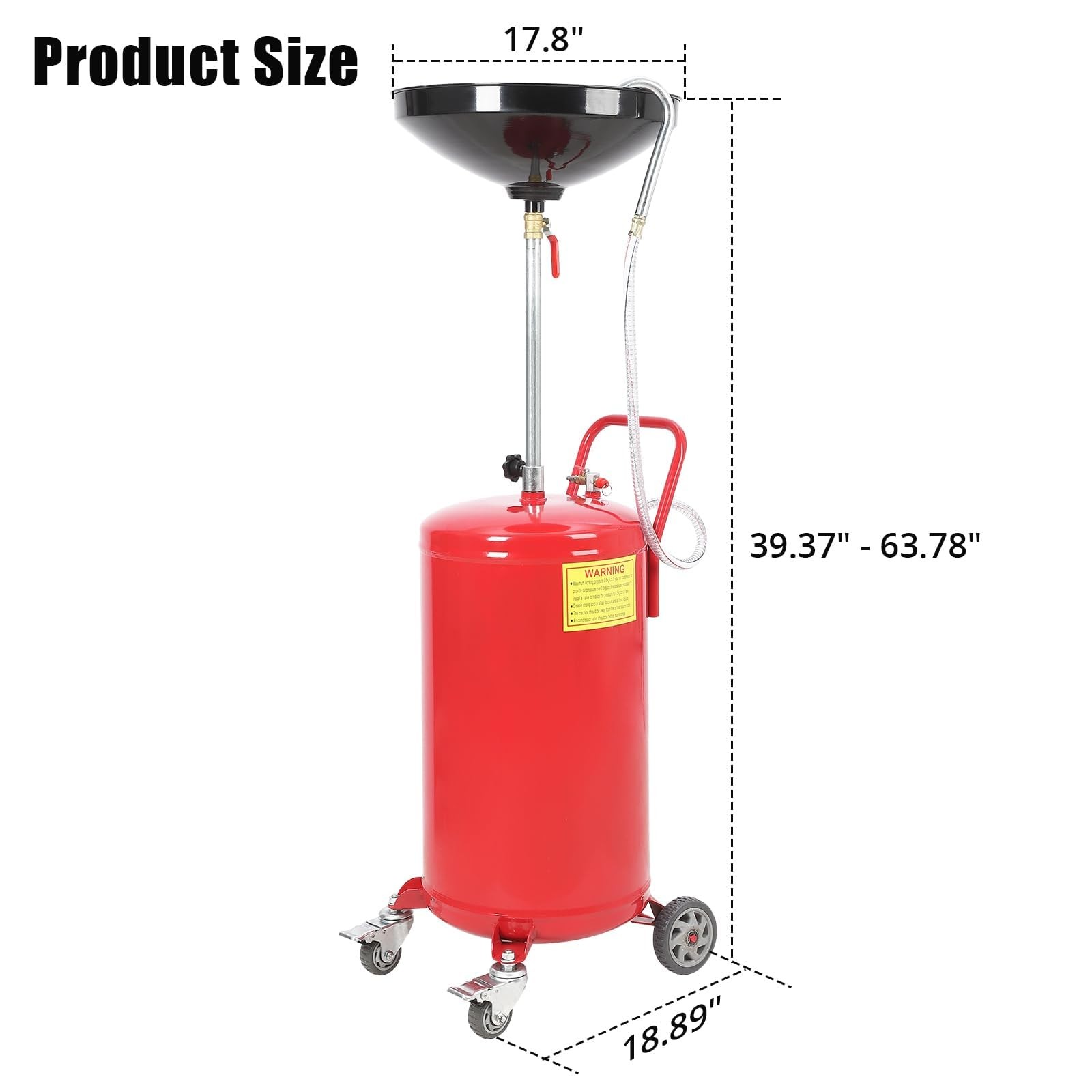 18/20 Gallon Waste Oil Drain Tank Container W/Casters Portable Adjustable Height