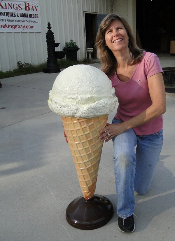 Strawberry Ice Cream Cone Shop Display Sign 3 Ft Standing