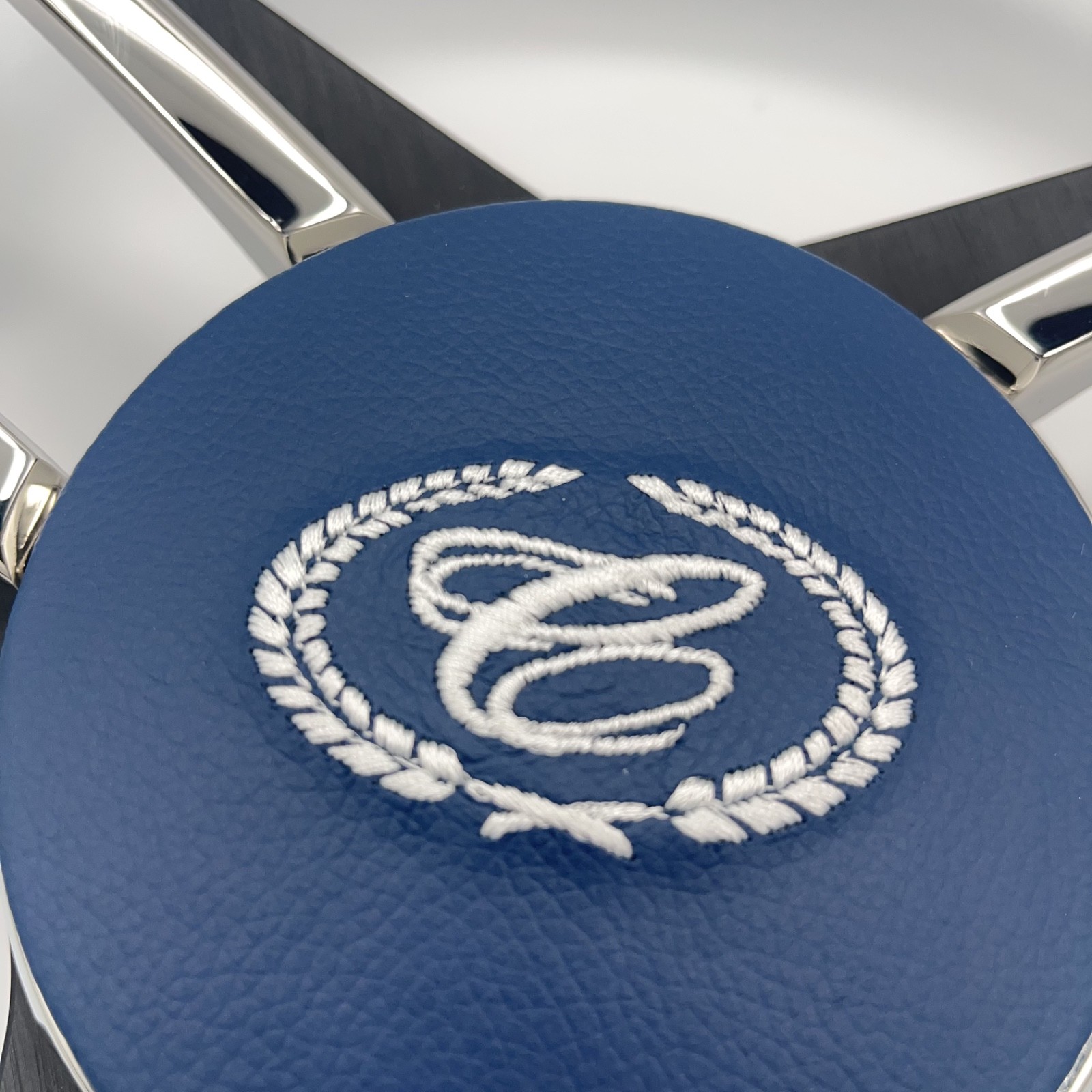 Cobalt Boat Steering Wheel Stainless Steel Spoke Leather Rim | Cobalt Boats Logo