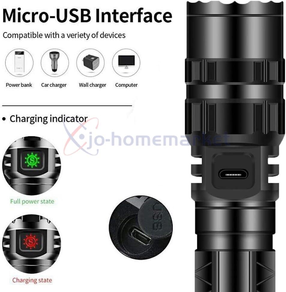 900000 Lumens Tactical Gun Flashlight Picatinny Rail Mount for Hunting Shooting