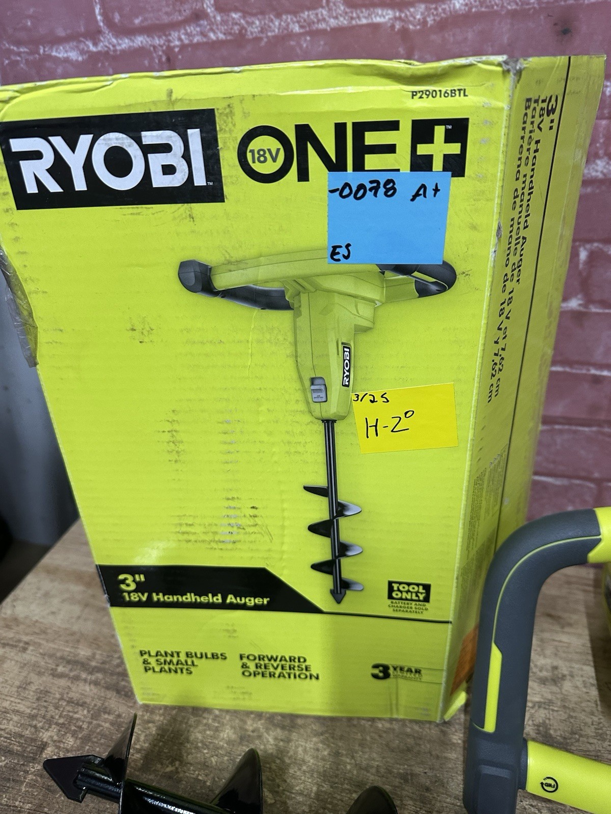 RYOBI ONE+ 18V Cordless Earth Auger with 3 in. Bit (Tool Only) P29016BTL