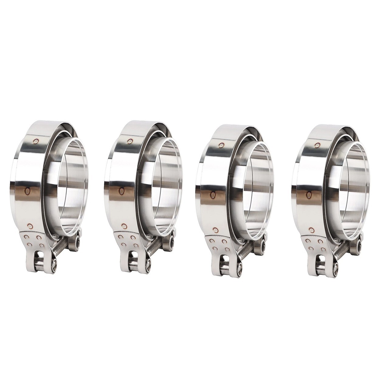 LokoCar 3 Inch V Band Clamp With Flange Male Female Stainless Steel Silver 4Pcs