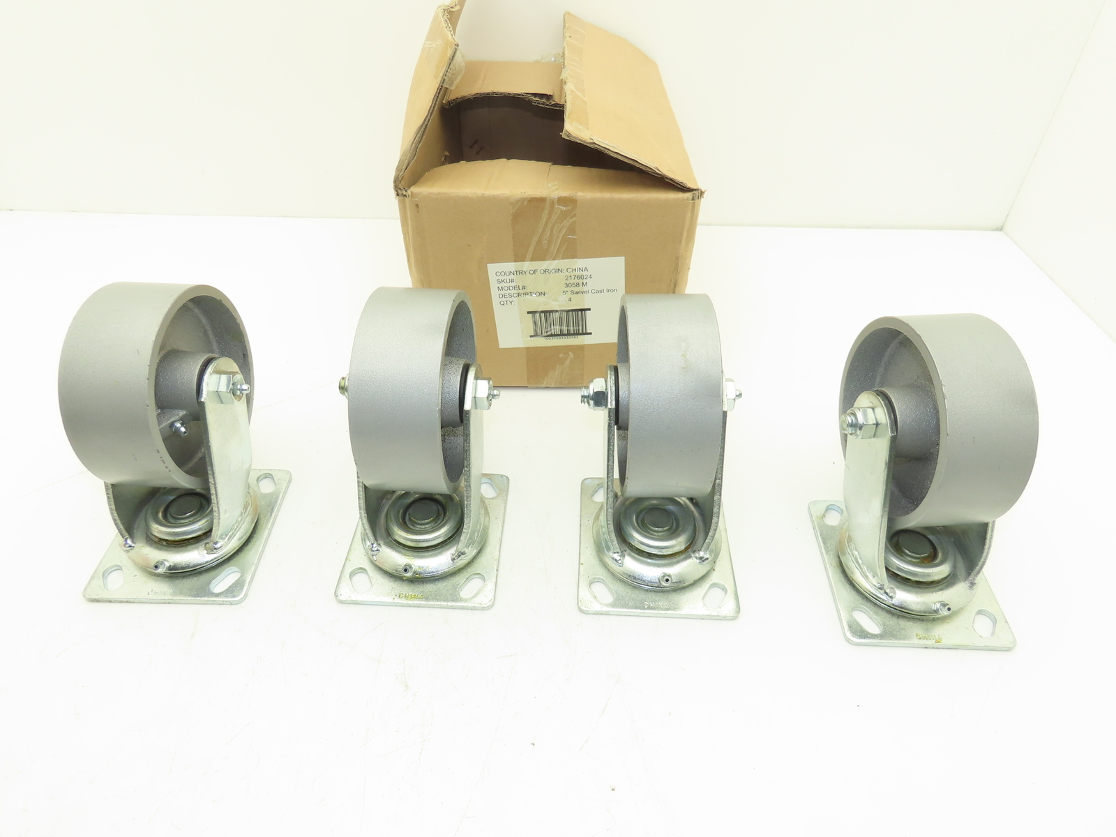 Cast Iron Swivel Caster Wheel 5" Lot of 4