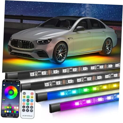 Car Underglow LED Lights,4 Pcs Dream Color Chasing Strip 4 Pcs Dream color