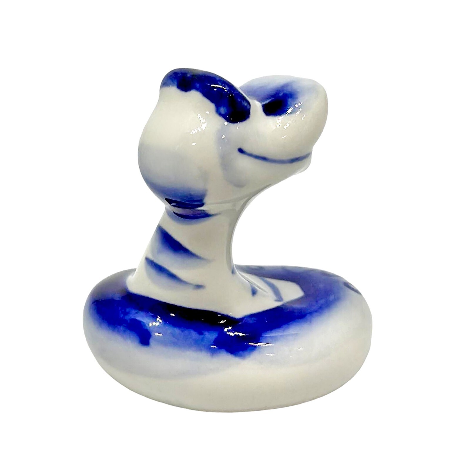 Gzhel Snake Symbol of the Year 2025 Ceramic Figurine for Good Luck Гжель Змея