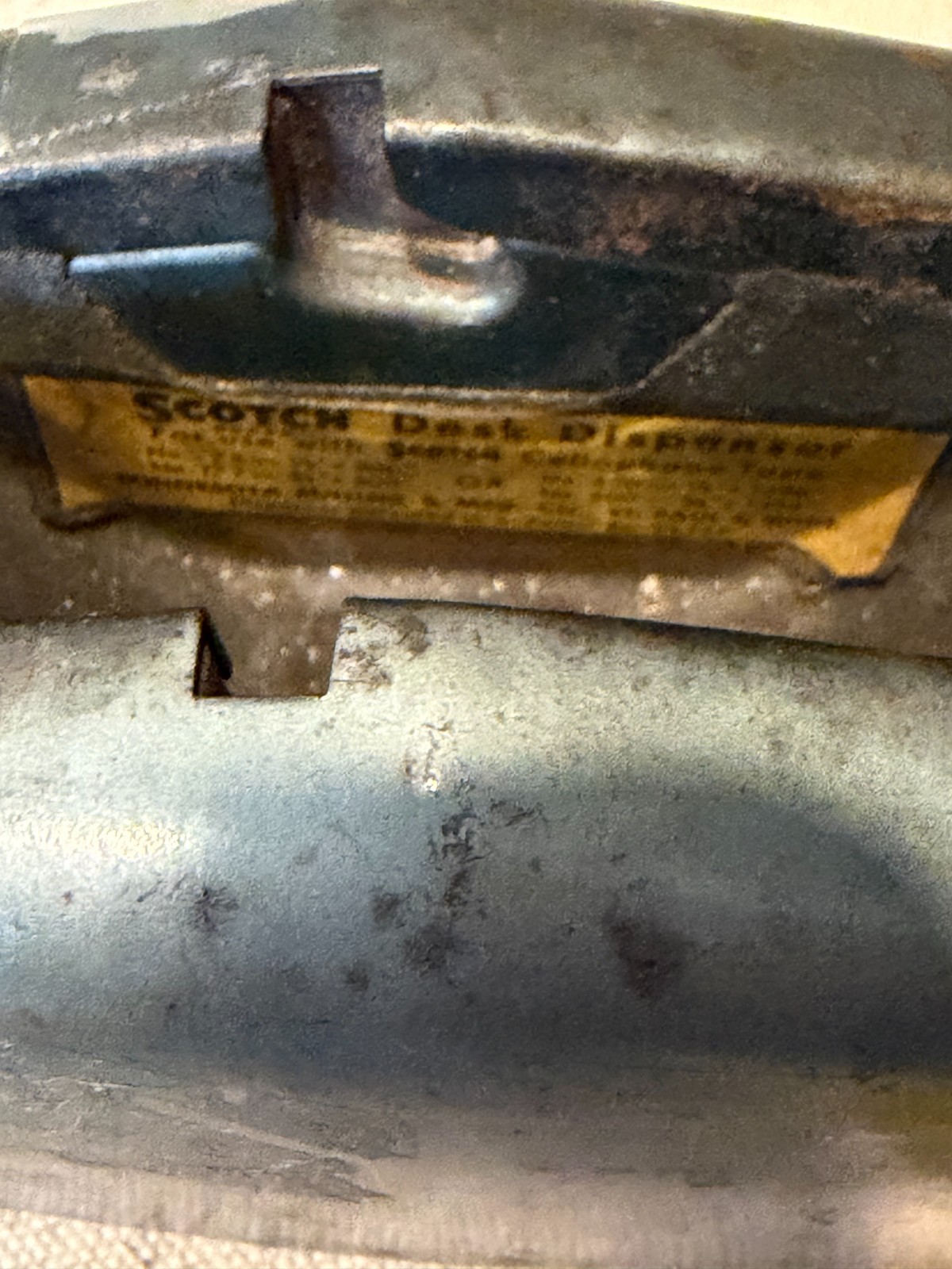 Vintage Scotch Desk Top Tape Dispenser Industrial Weighted Green/Gray Metal USA