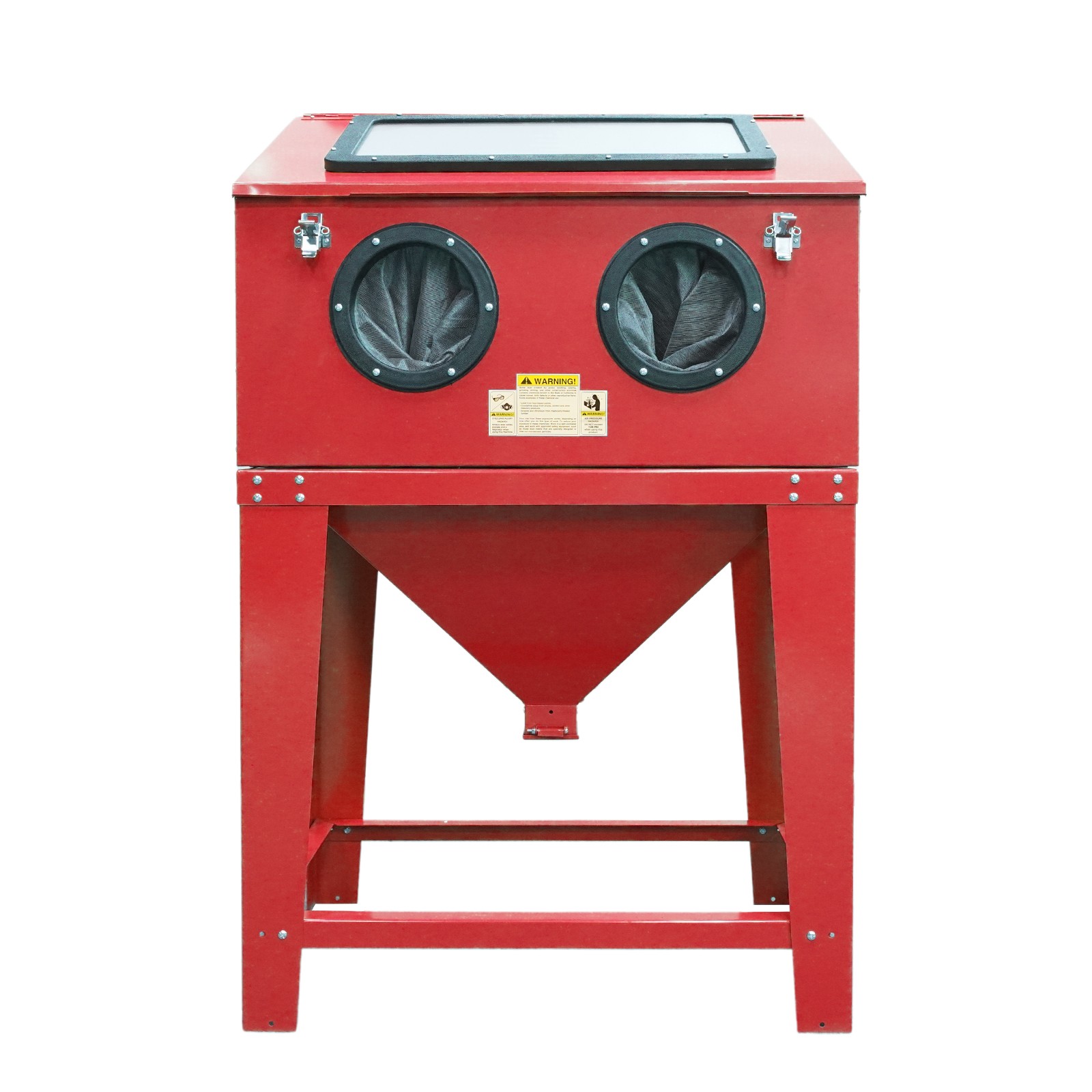 LEADZM 90 Gallon Sand Blasting Cabinet Stand Blasting Gun, Nozzles, Gloves RED