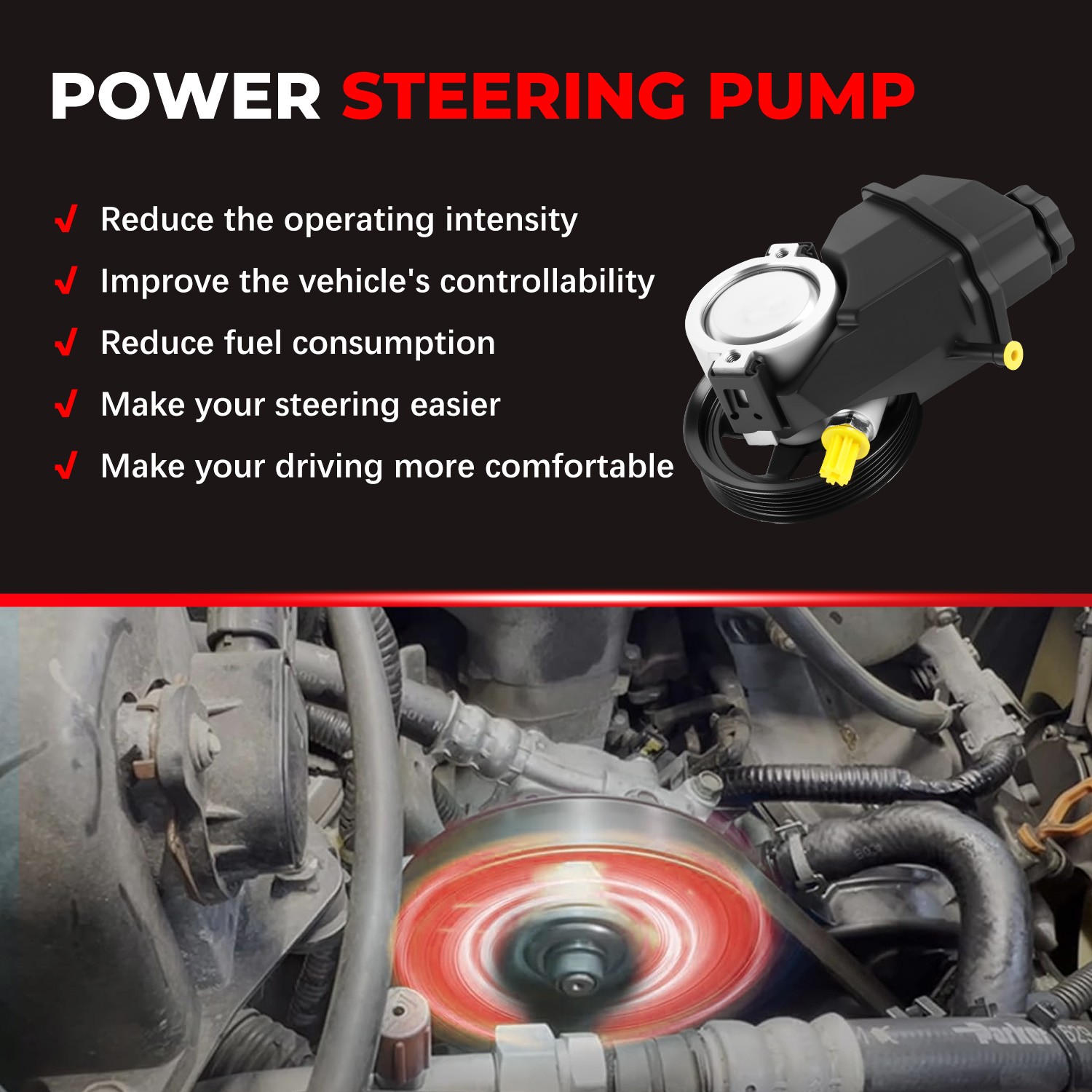 Power Steering Pump w/ Reservoir Pulley 20-69989 For Chevrolet Impala Monte 3.5L