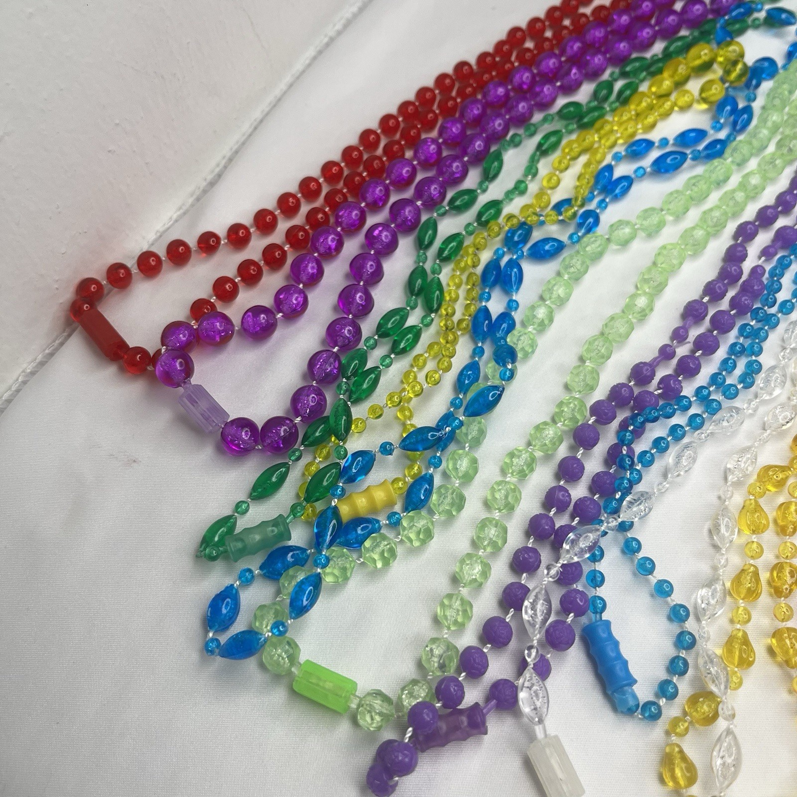 Vintage Mardi Gras Beads 70's-80's- carnival parade beads Lot Of 15 Necklaces