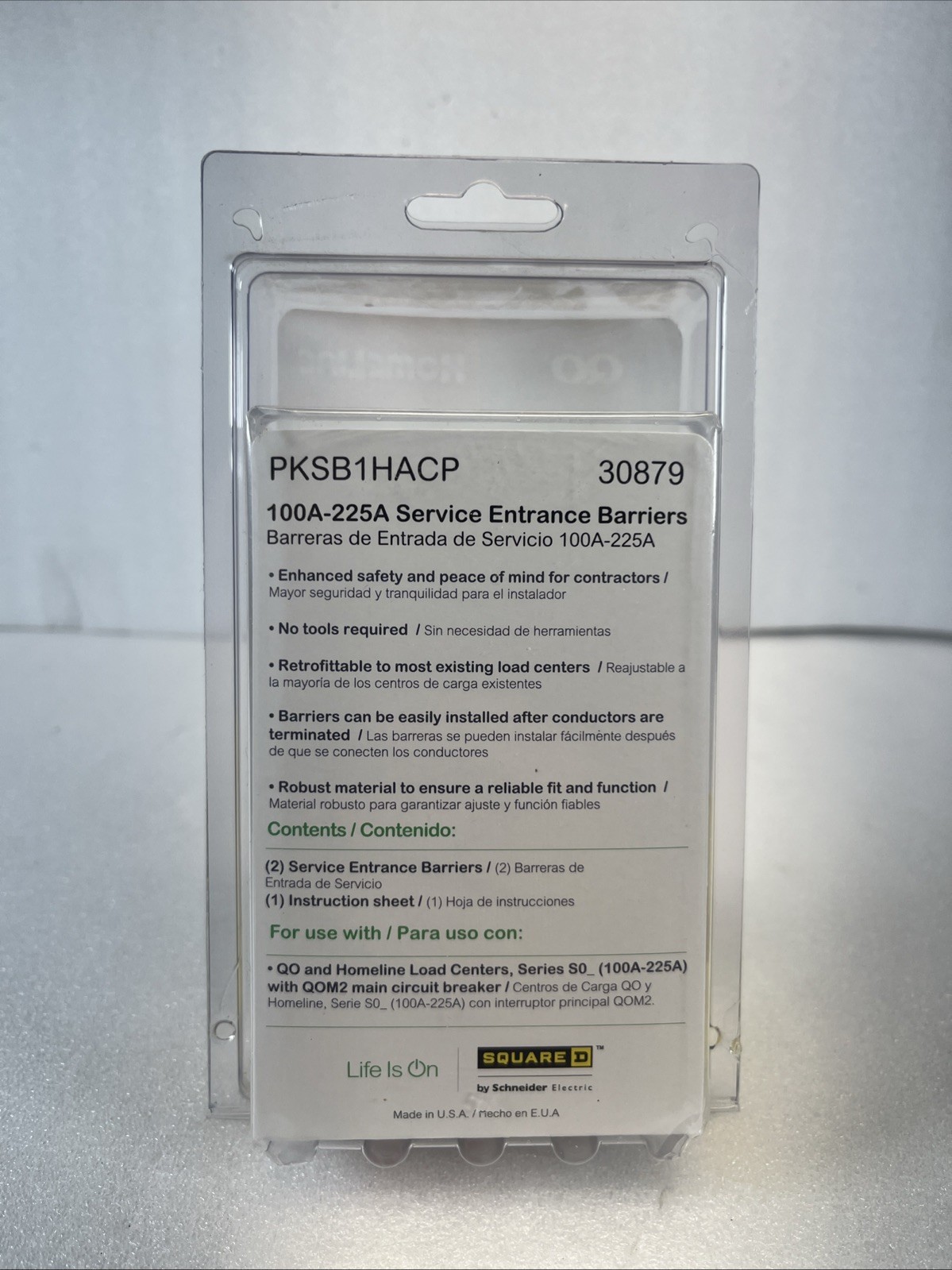 Square D PKSB1HACP 100 AMP- 225 AMP Service Entrance Barriers Pack Of 2