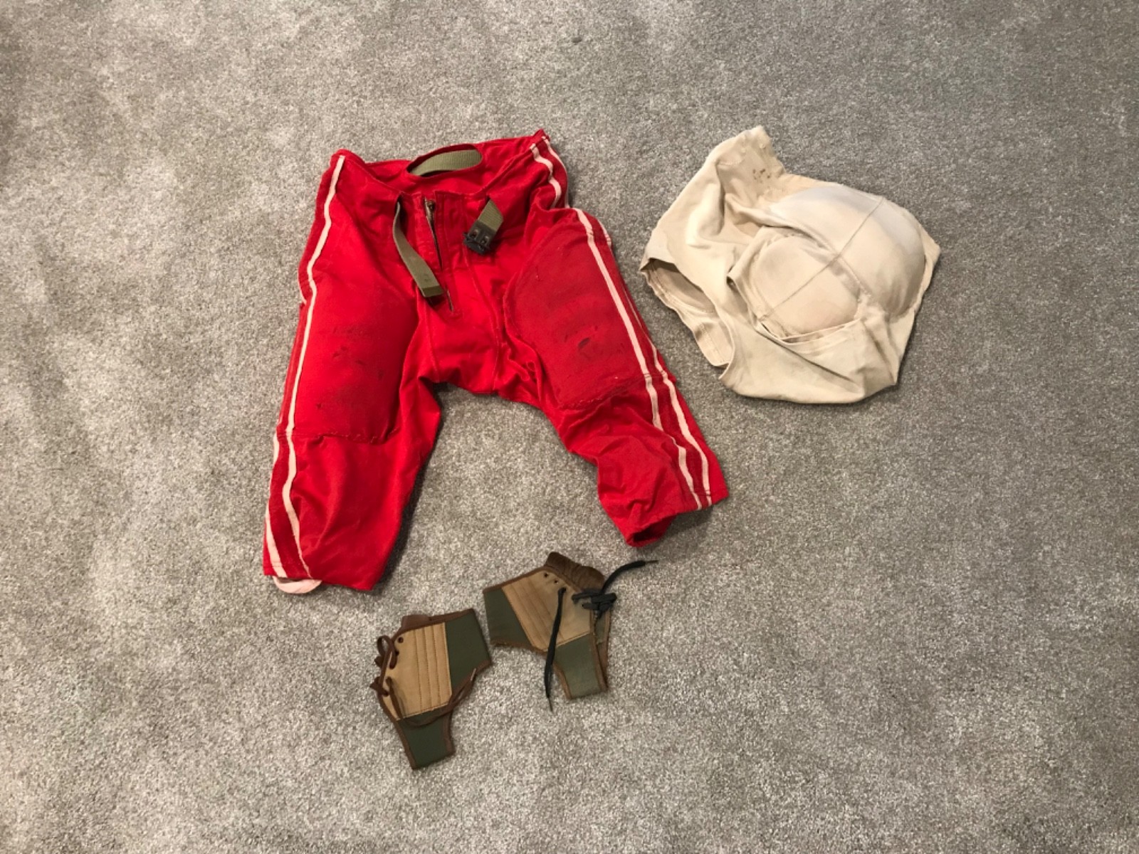 Vintage Football Pants Zip Up Buckle Front Red w White Stripes MacGregor Wilson+