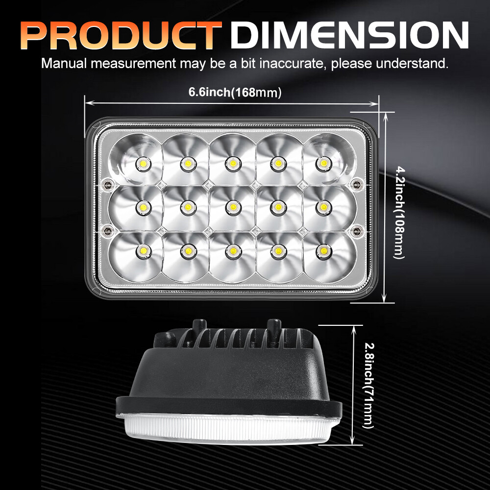 2PCS 4X6" DOT 90W LED Headlights For BLIZZARD Snowplow Snow Plow 680LT 720LT 810