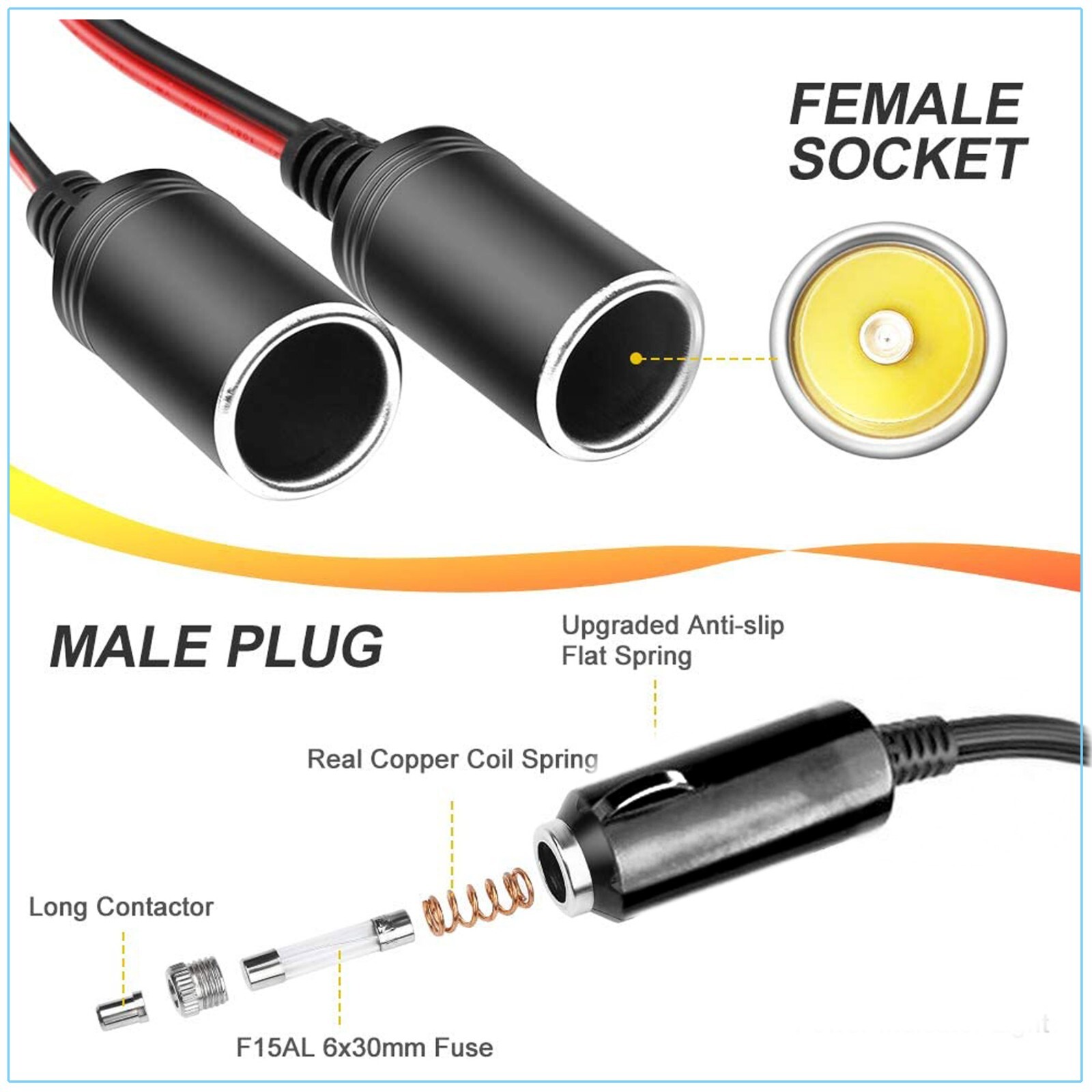 Dual Car Cigarette Lighter Splitter Charger Lot Socket Adapter 12v Auto Outlet