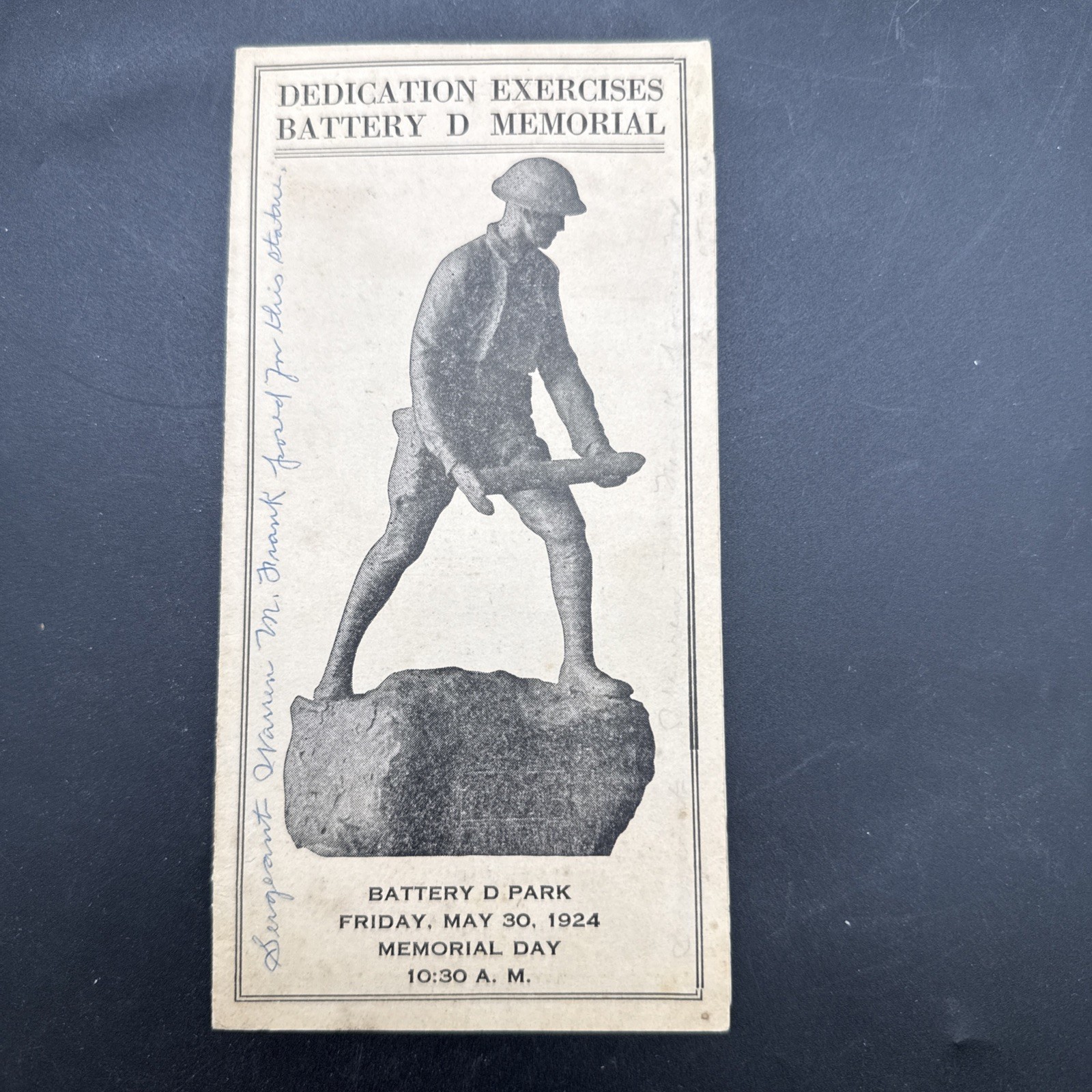 WWI 1924 Dedication Exercises Battery D Memorial 102nd Field Artillery 26th Div