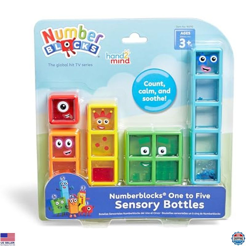 hand2mind Numberblocks One to Five Sensory Bottles, Counting Fidget Toys 5 Pack