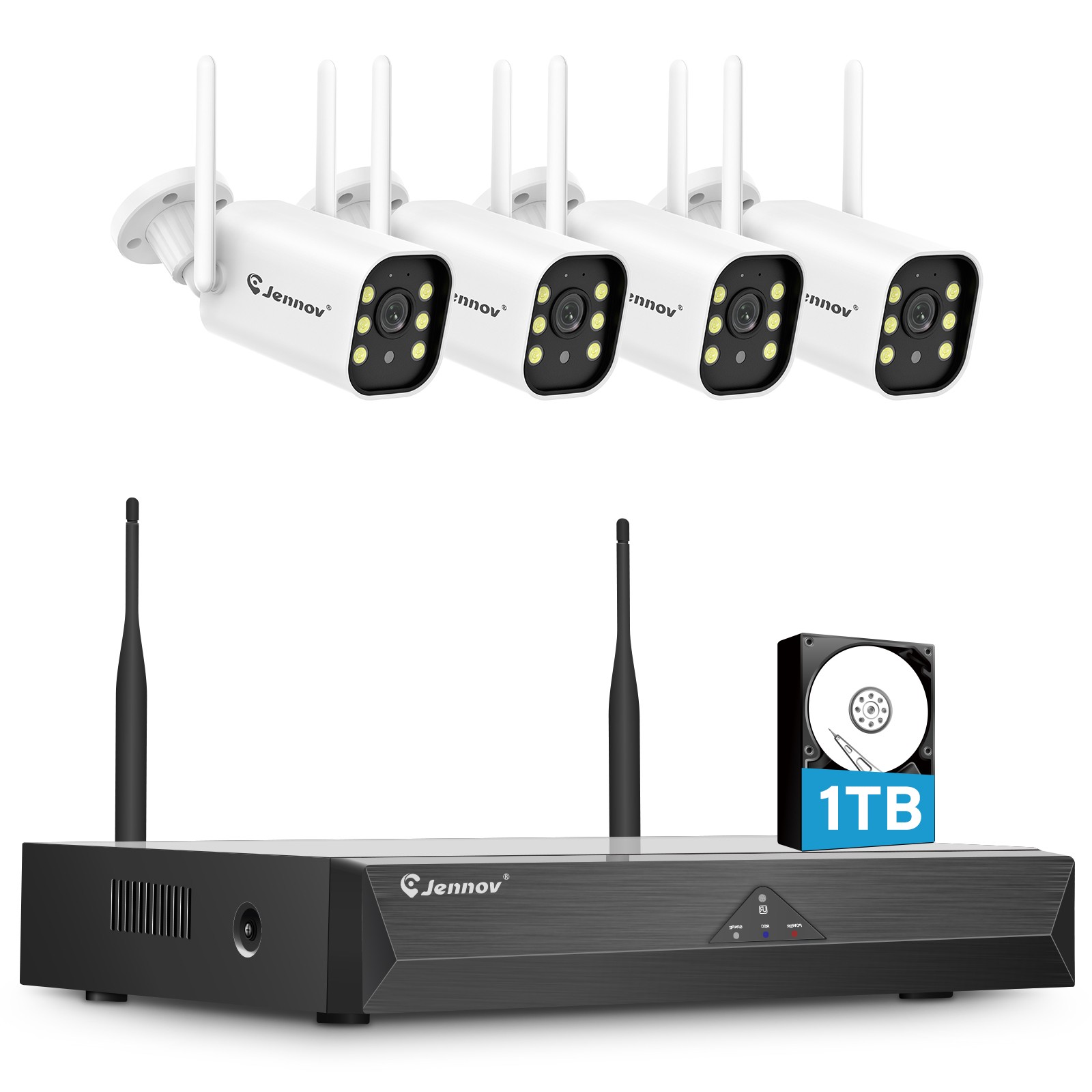 JENNOV 10CH NVR 5MP Wireless Security Camera System WiFi Outdoor IP 2 Way Audio