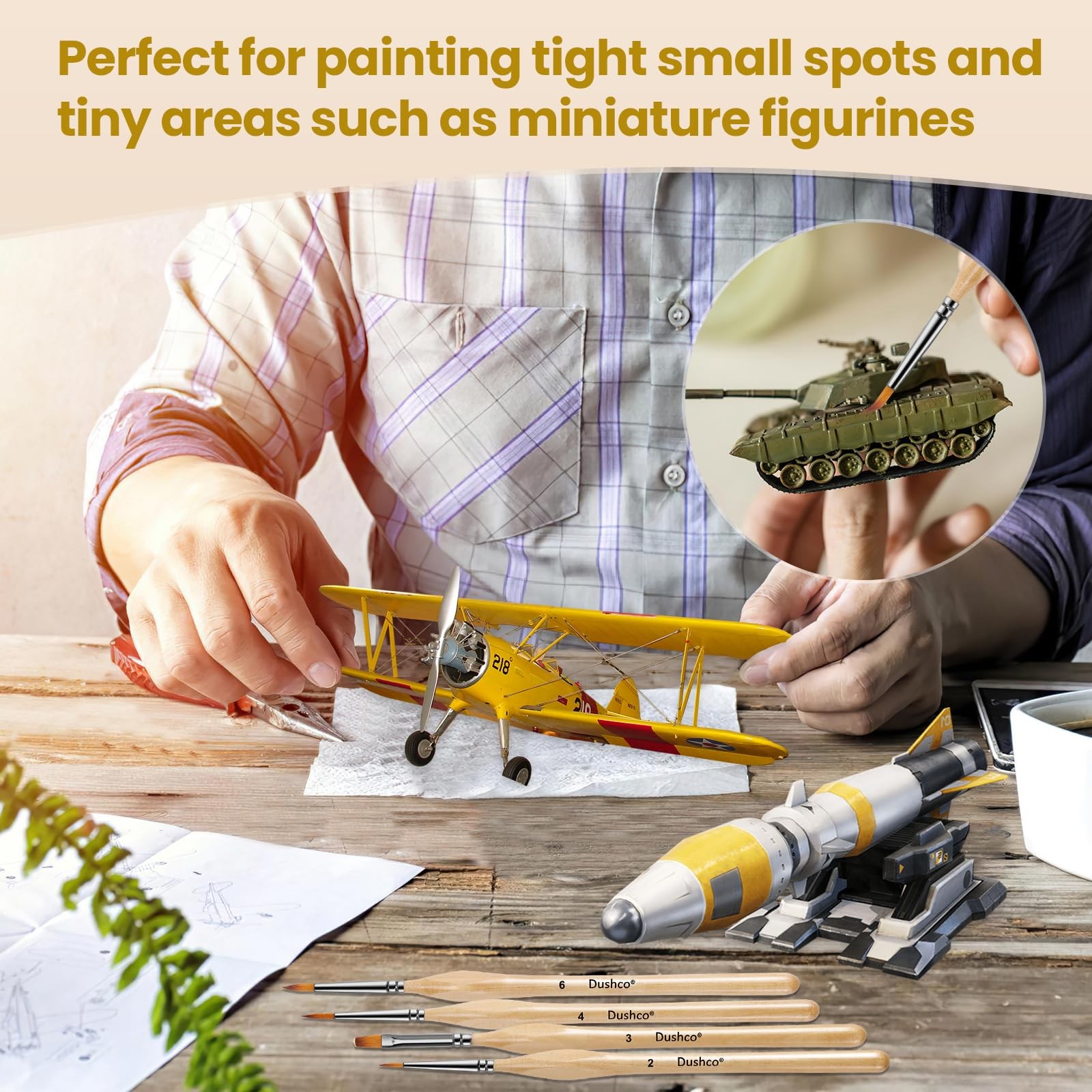 Miniature Paint Brushes Set of 10 Pcs for Fine Detail DIY Art Craft Drawing