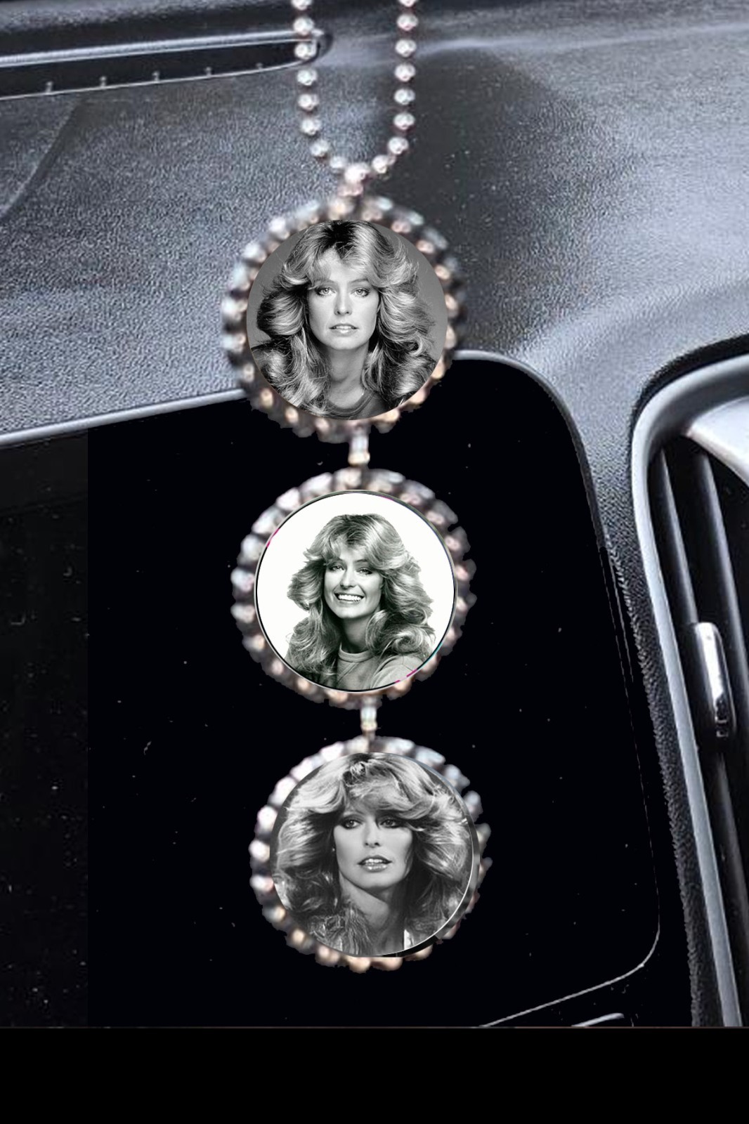 Vintage look Farrah Fawcett rearview mirror car truck hang decor decorations