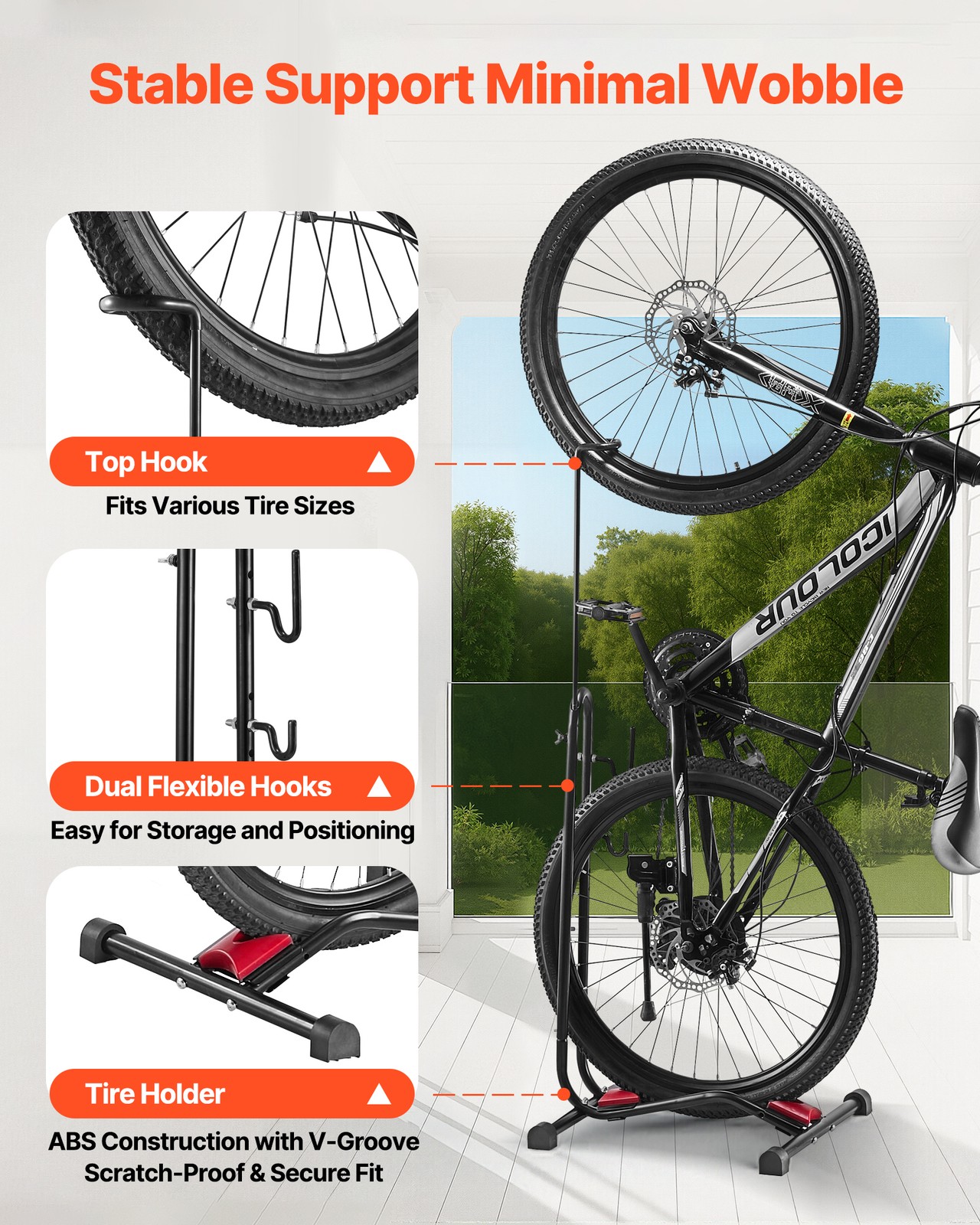 VEVOR Bicycle Storage Floor Freestanding Bike Rack for 16 to 27.5 Inch MTB Bike