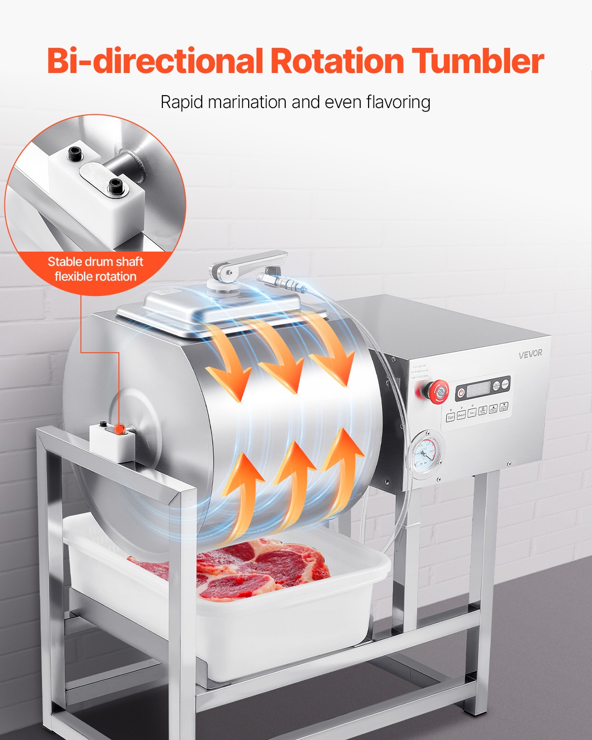 VEVOR Vacuum Meat Tumbler Marinator Machine 40L for Chicken Steak Fish