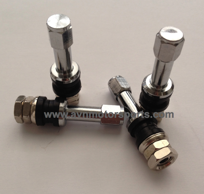 FLUSH MOUNT METAL/CHROME TIRE VALVE STEMS HIGH PRESSURE BOLT IN 4 PIECES