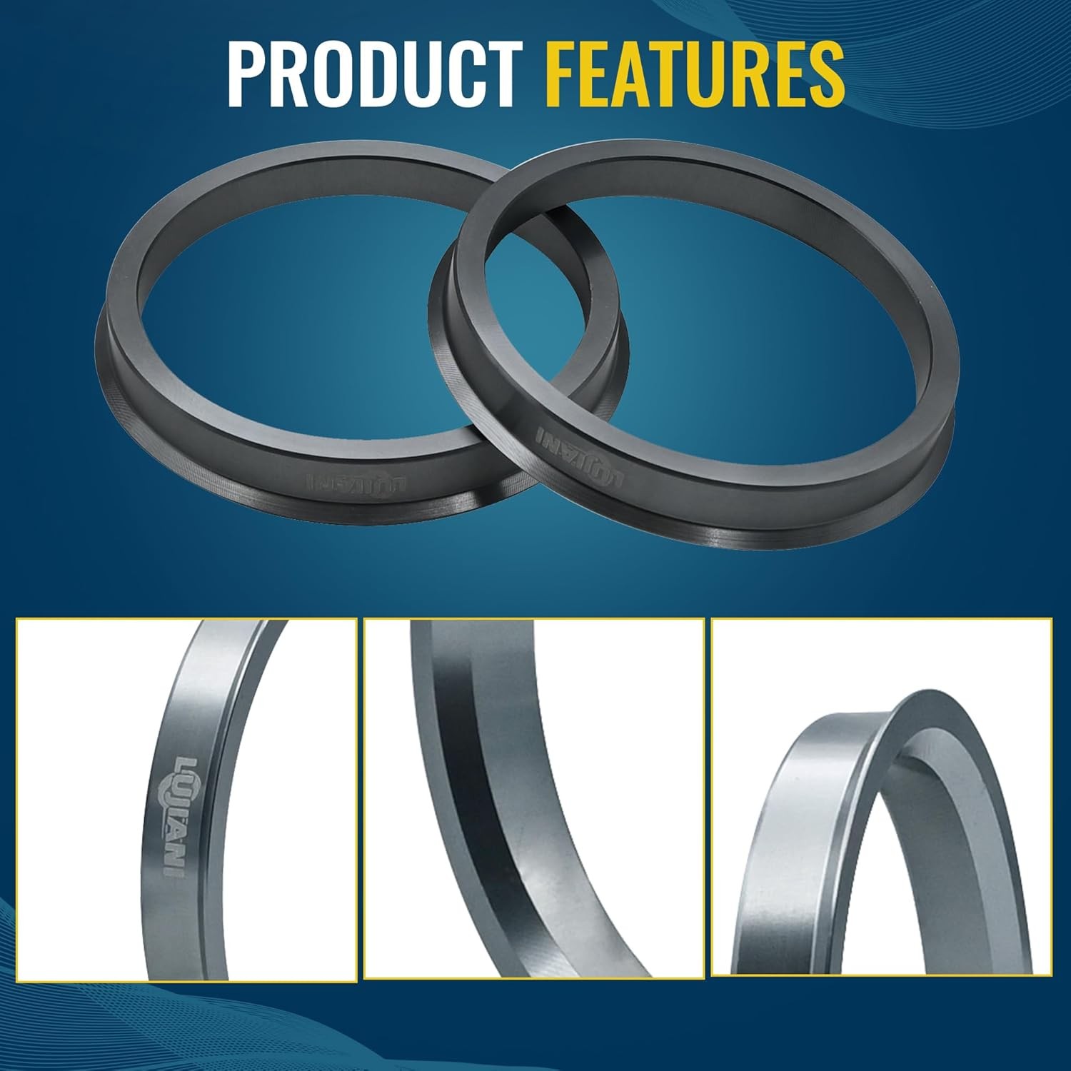 4 Pack Universal Car Hub Centric Ring, 64.1 mm ID to 73.1 mm OD Centerbore, Alum